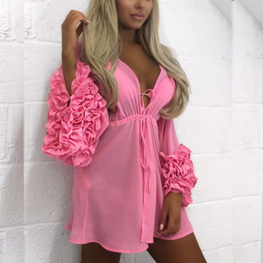 Long Puff Sleeve Bikini Cover Up