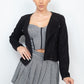 Cropped Zip-up Moto Suede Jacket