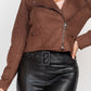 Cropped Zip-up Moto Suede Jacket