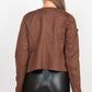 Cropped Zip-up Moto Suede Jacket