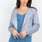 Cropped Zip-up Moto Suede Jacket