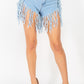 Fringe Hem Denim Shorts