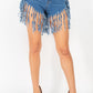Fringe Hem Denim Shorts
