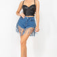 Fringe Hem Denim Shorts