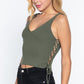 V-neck Side Ruched Sweater Top