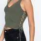 V-neck Side Ruched Sweater Top