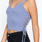 V-neck Side Ruched Sweater Top