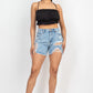 Ripped Five-pocket Mini Denim Shorts
