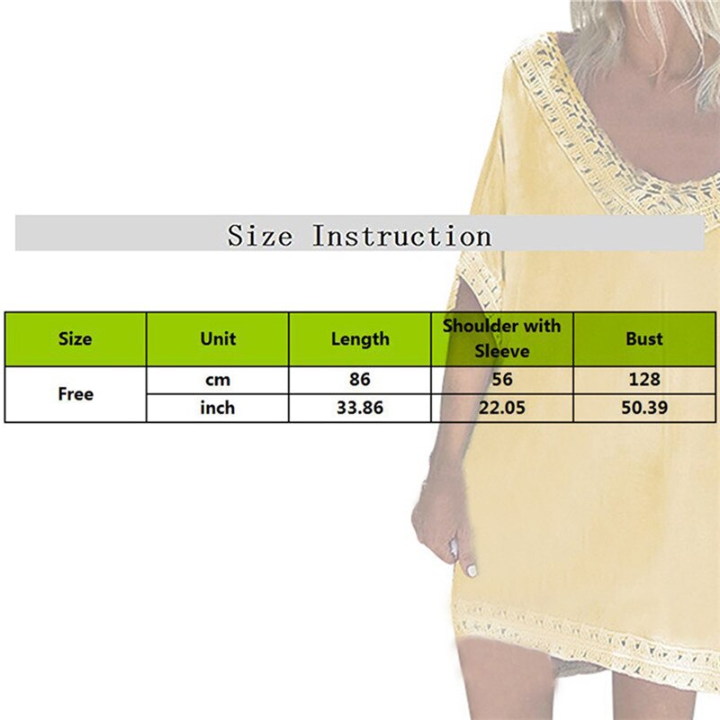 Loose Beach Dress Tunic Solid Bikini Cover Up