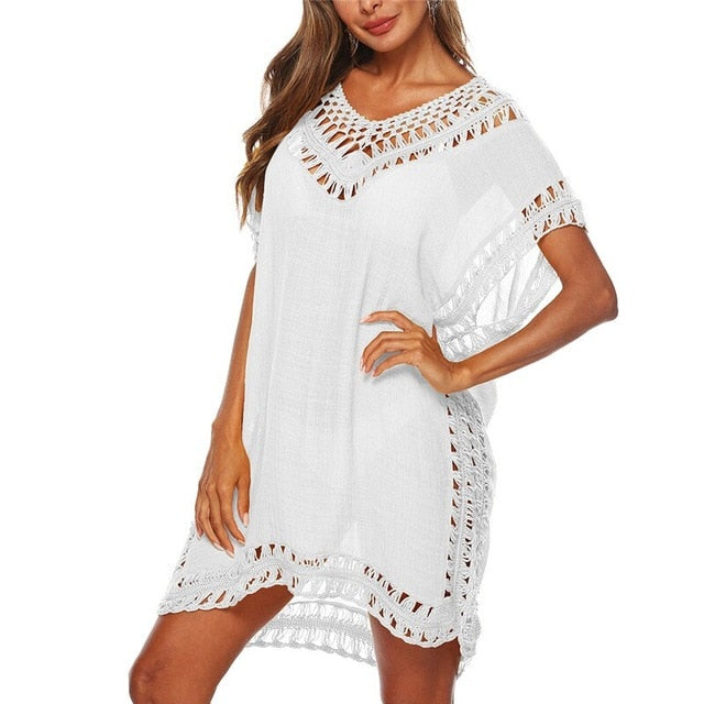 Loose Beach Dress Tunic Solid Bikini Cover Up