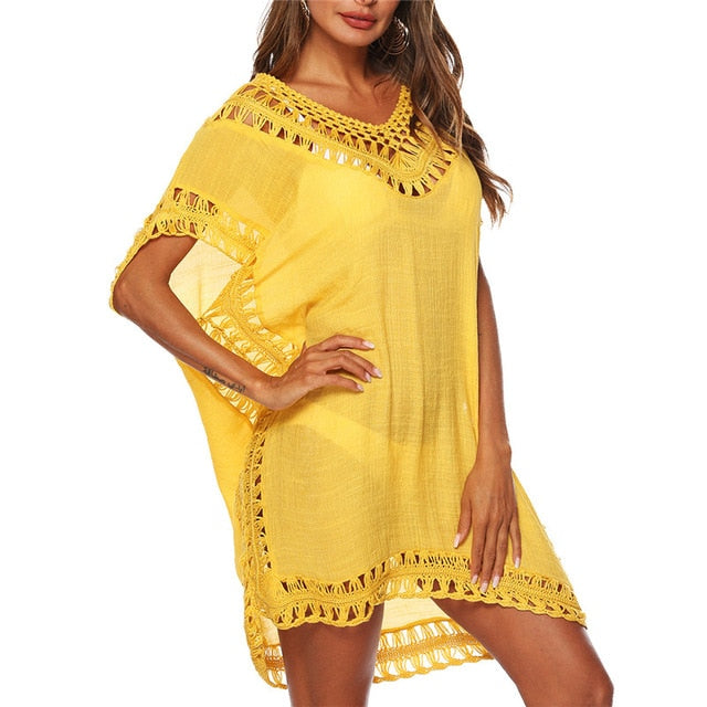 Loose Beach Dress Tunic Solid Bikini Cover Up