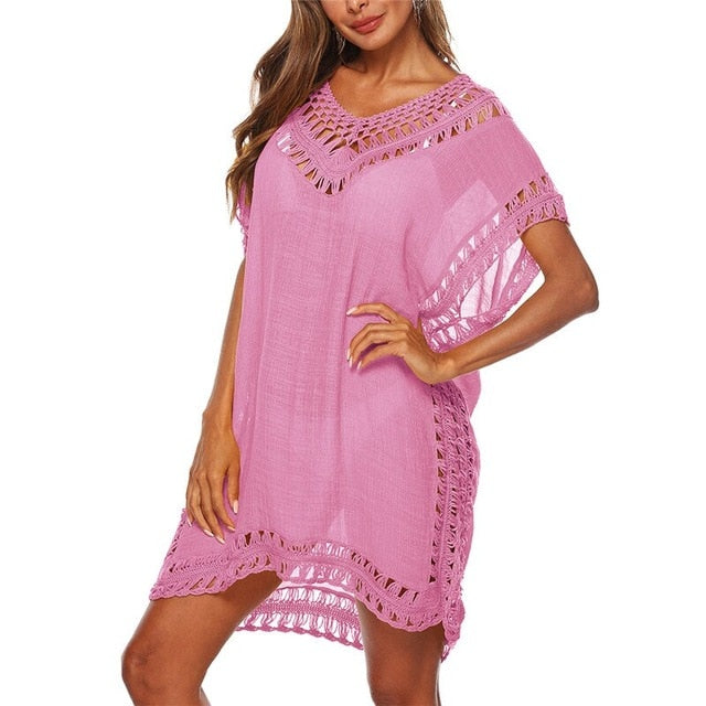 Loose Beach Dress Tunic Solid Bikini Cover Up