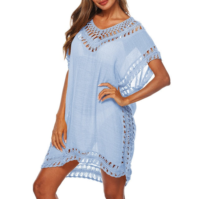 Loose Beach Dress Tunic Solid Bikini Cover Up