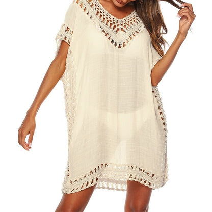 Loose Beach Dress Tunic Solid Bikini Cover Up